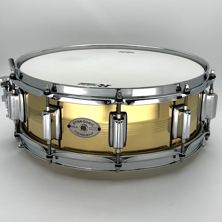 Used Rogers Rogers Dyna-sonic 7-line Brass Snare Drum 14x5 - Very Good - Drum Center Of Portsmouth