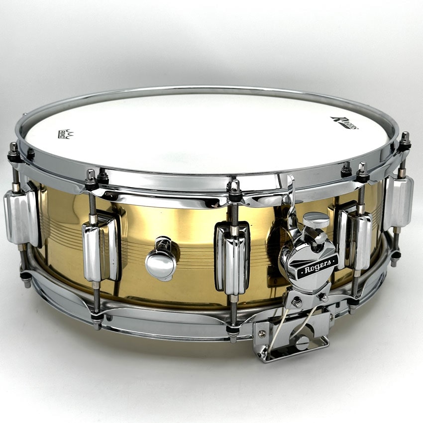 Used Rogers Rogers Dyna-sonic 7-line Brass Snare Drum 14x5 - Very Good - Drum Center Of Portsmouth