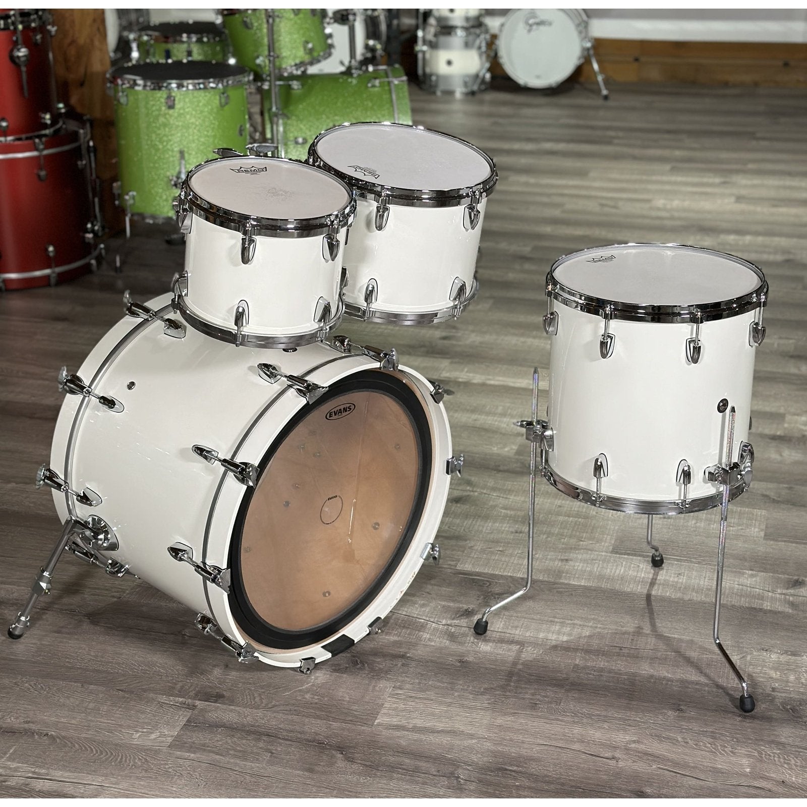 Used Yamaha Beech Custom Absolute 4pc Drum Set White Mica - Drum Center Of Portsmouth