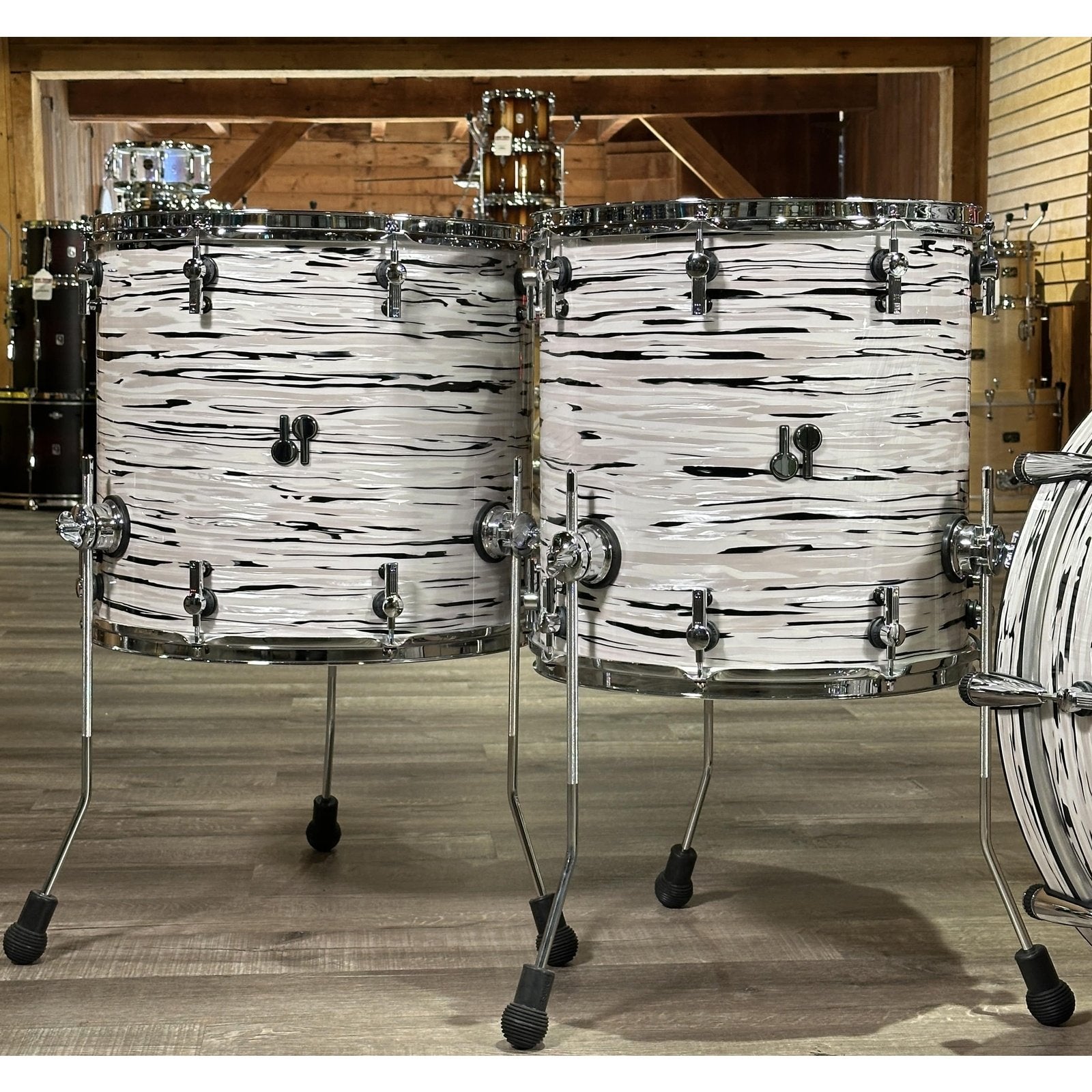 Used Sonor SQ2 Vintage Maple 4pc Drumset White Oyster Wrap - Drum Center Of Portsmouth