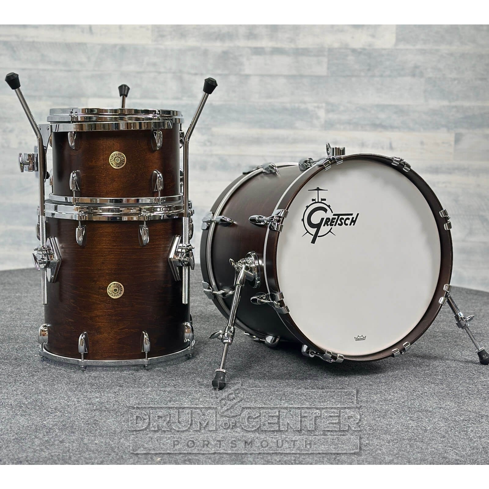 Gretsch USA Custom 3pc Drum Set 18/12/14 Satin Antique Maple w/Mount