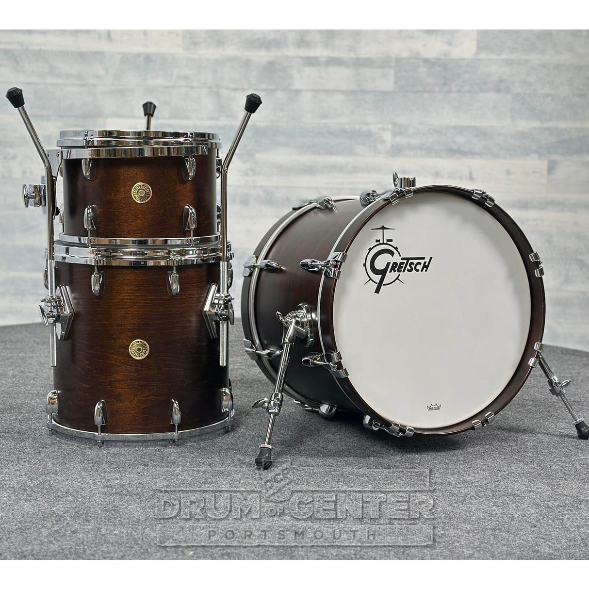 Gretsch USA Custom 3pc Drum Set 18/12/14 Satin Antique Maple w/Mount - Drum Center Of Portsmouth