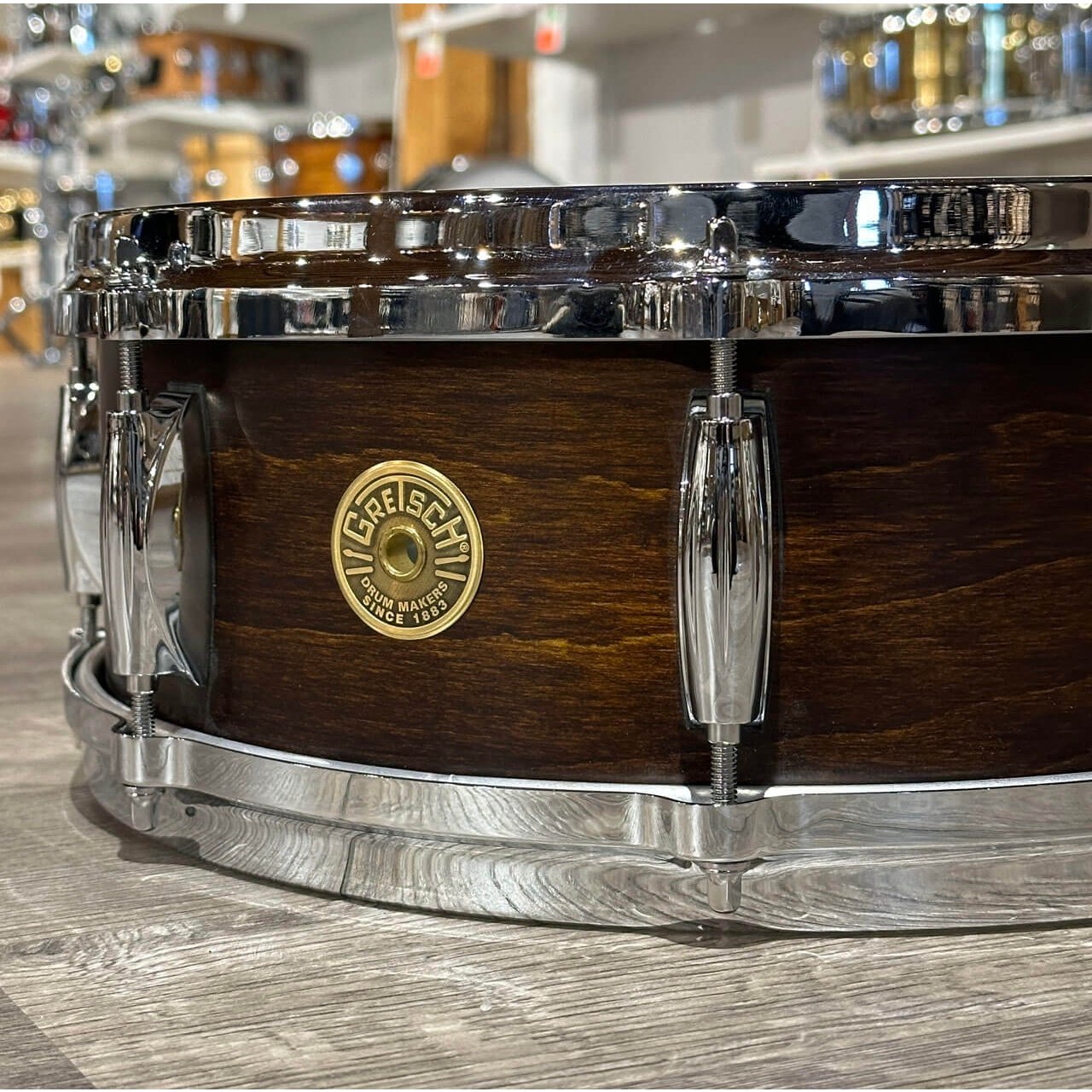 Used Gretsch USA Custom Snare Drum 14x5 8-Lug Satin Antique Maple - Drum Center Of Portsmouth