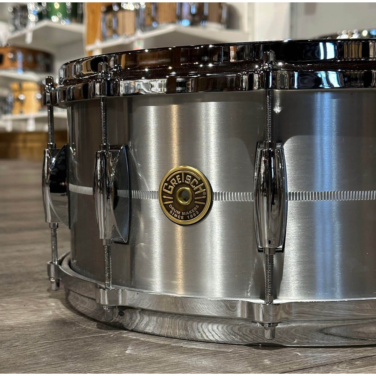 Used Gretsch USA Solid Aluminum Snare Drum 14x6.5 - Drum Center Of Portsmouth