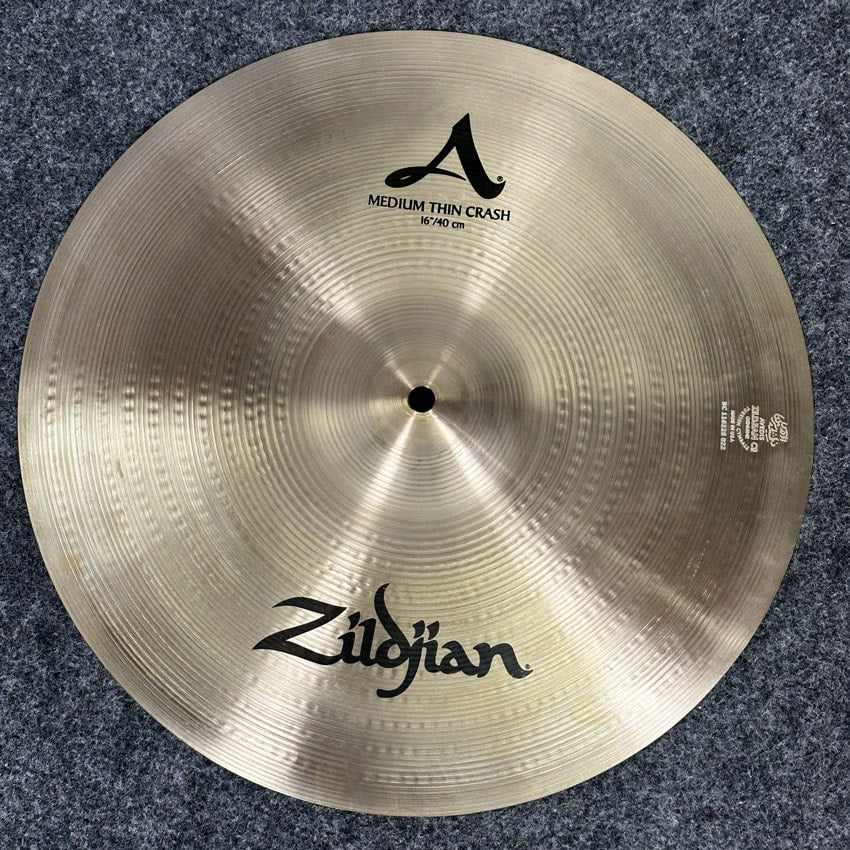 Used Zildjian A Medium Thin Crash Cymbal 16" - Very Good - Drum Center Of Portsmouth