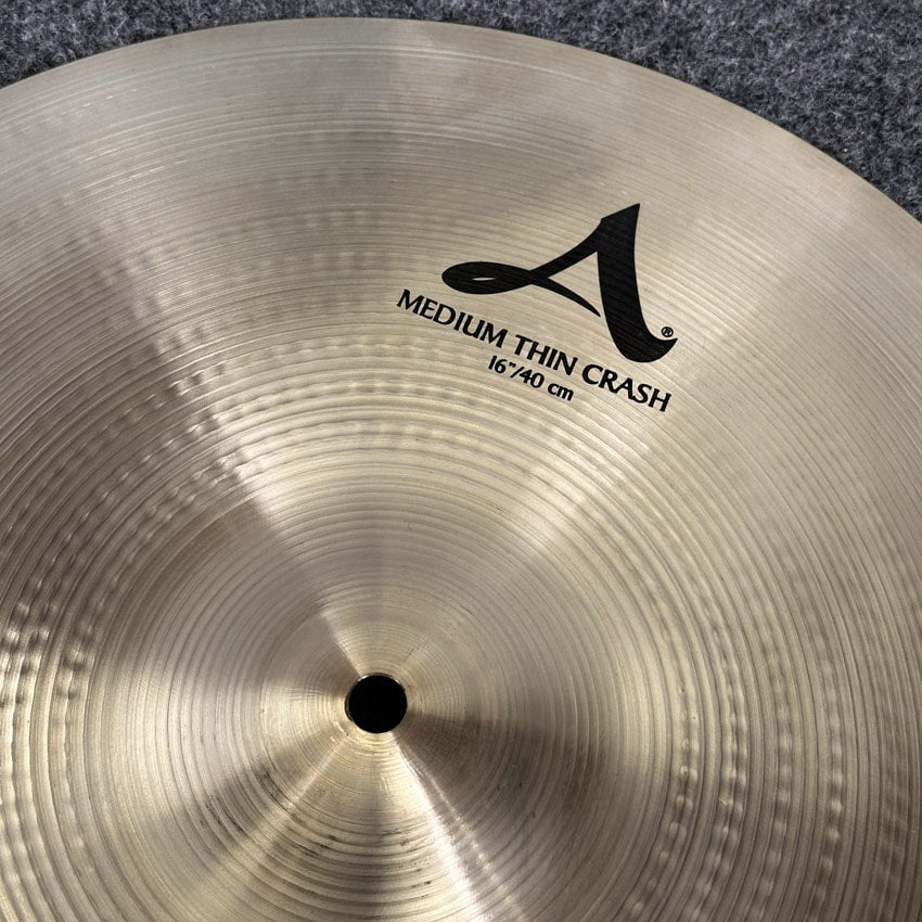 Used Zildjian A Medium Thin Crash Cymbal 16" - Very Good - Drum Center Of Portsmouth