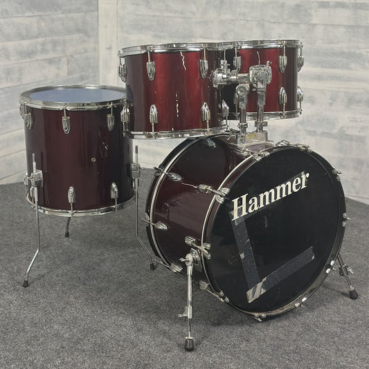 Used Hammer 4pc Drum Set Maroon Wrap - Fair - Drum Center Of Portsmouth