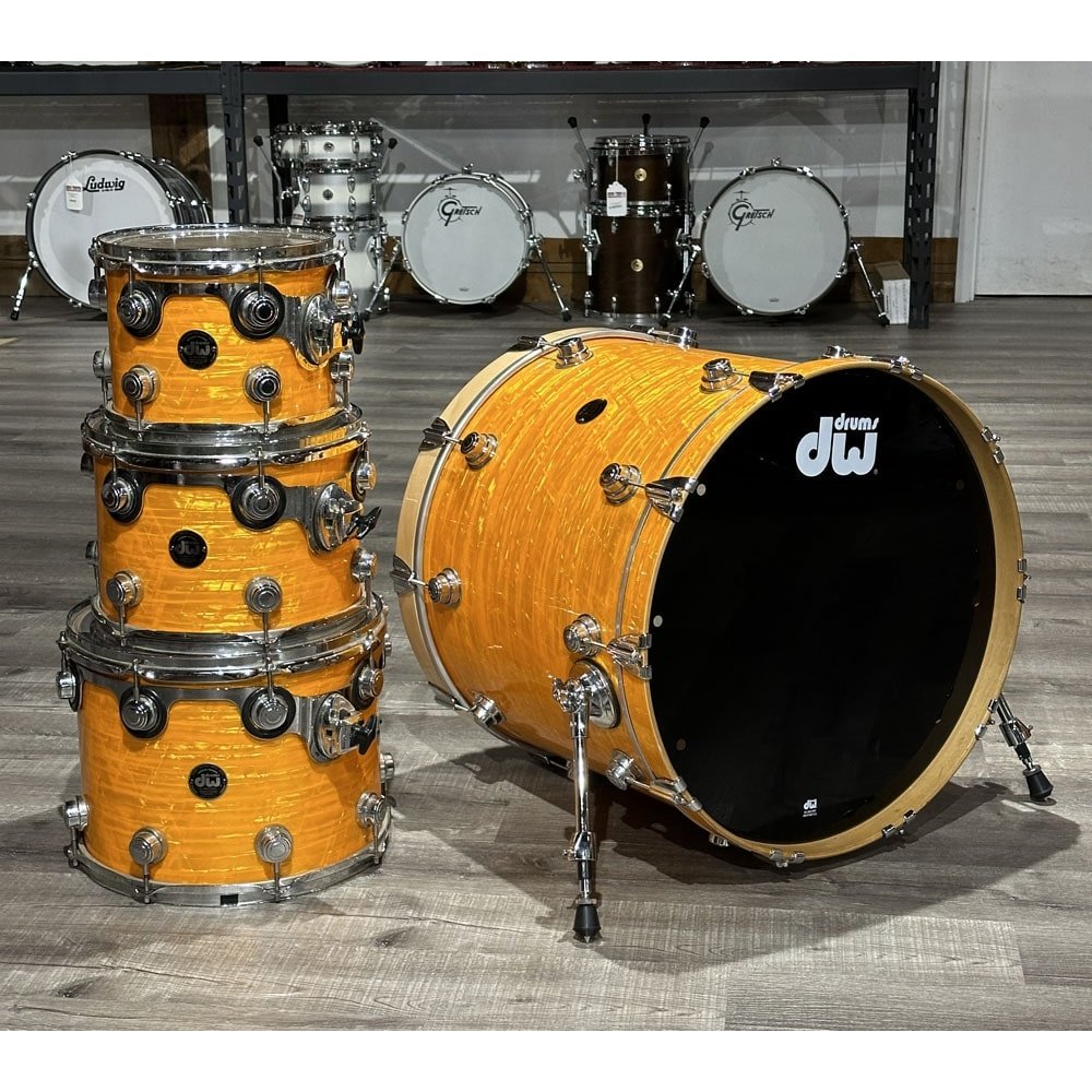 Used DW Collectors Maple 4pc Drum Set Tangerine FinishPly w/DW Bags - Drum Center Of Portsmouth