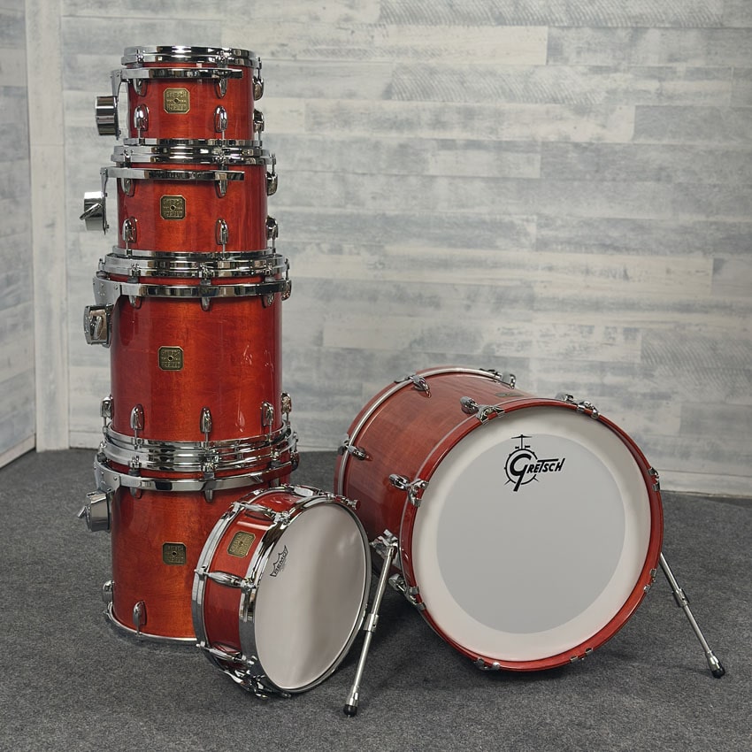 Used Gretsch USA Custom 6pc Drum Set Burnt Orange Gloss Lacquer - Excellent - Drum Center Of Portsmouth