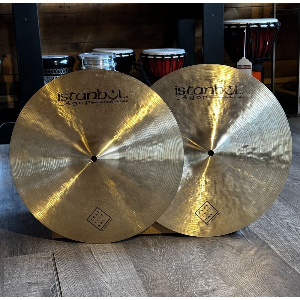 Used Istanbul Agop Traditional Medium Hi Hat Cymbals 15" 1120/1330 grams - Drum Center Of Portsmouth