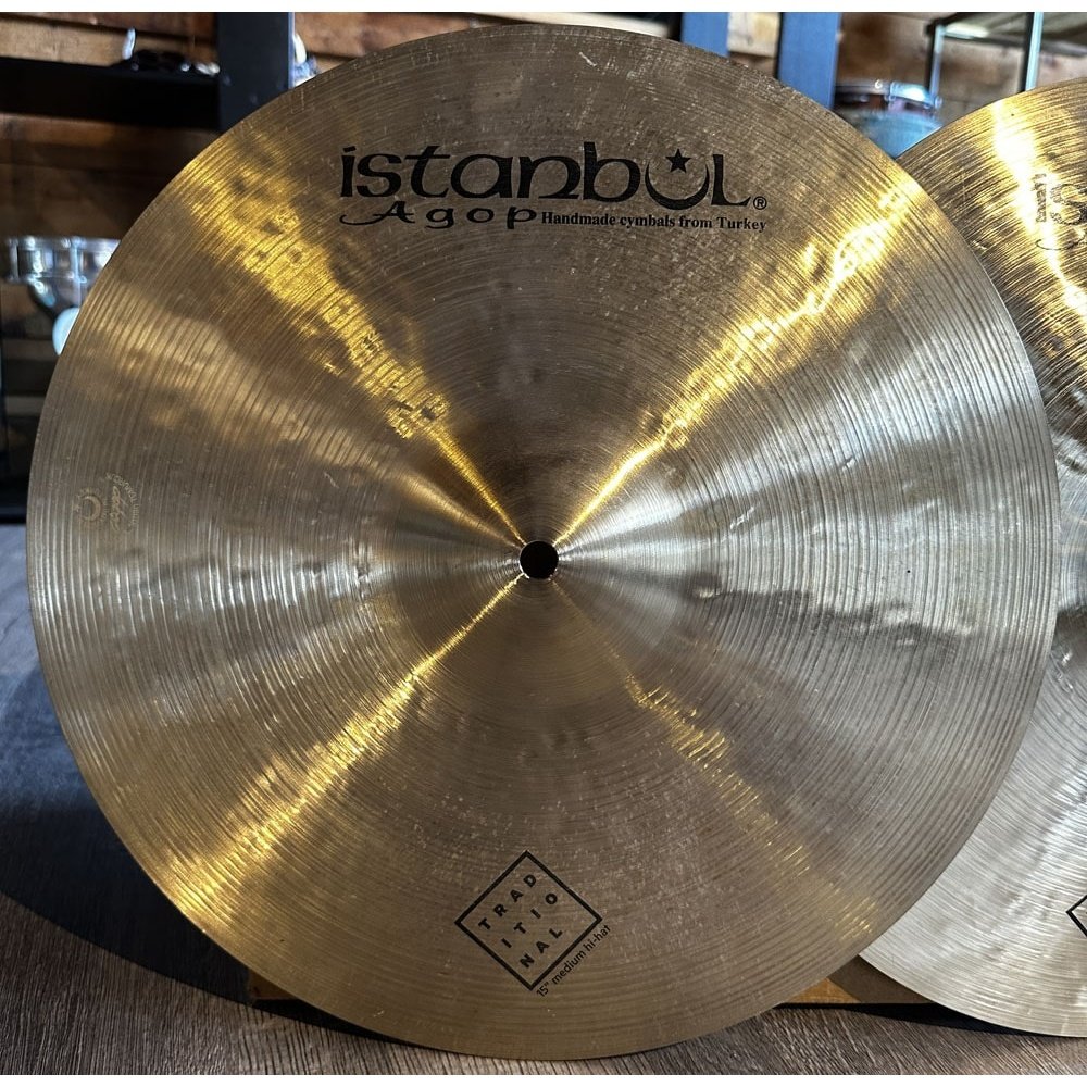 Used Istanbul Agop Traditional Medium Hi Hat Cymbals 15" 1120/1330 grams - Drum Center Of Portsmouth