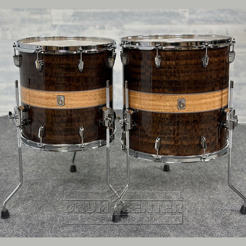 British Drum Company Founder's Reserve Birch 7pc Drum Set Fumed Eucalyptus Stripe - Drum Center Of Portsmouth