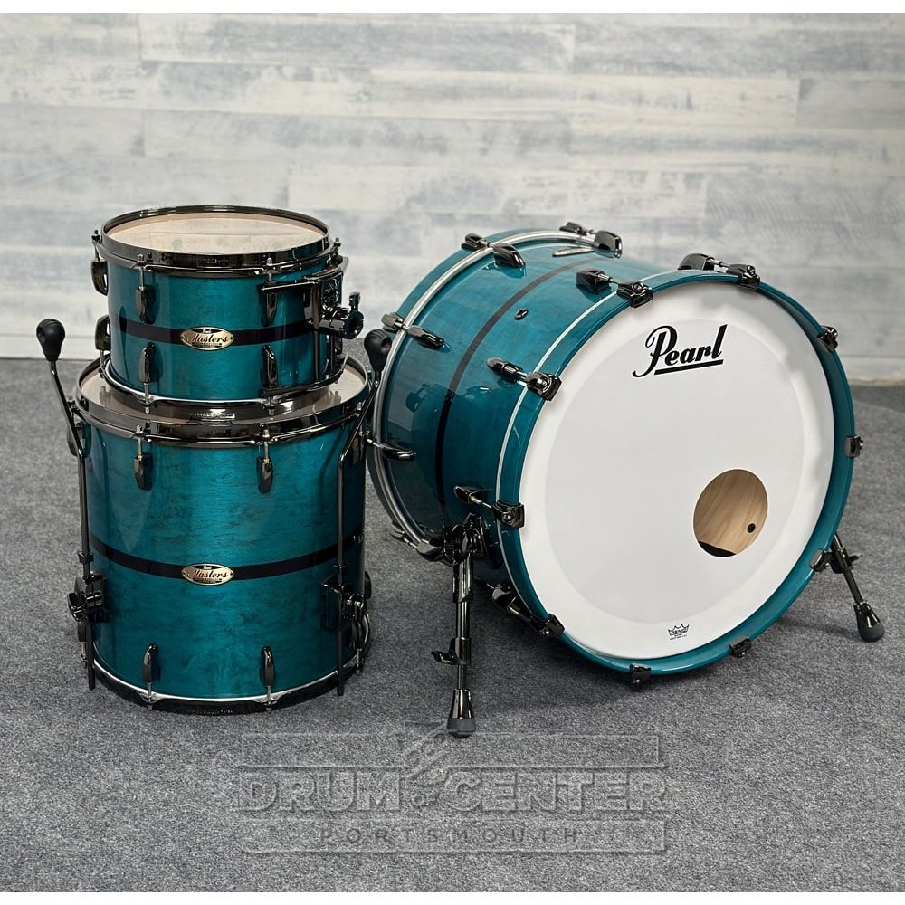 Pearl Masters Maple Reserve 3pc Drum Set Aqua Turquoise Stripe - Blowout Deal! - Drum Center Of Portsmouth