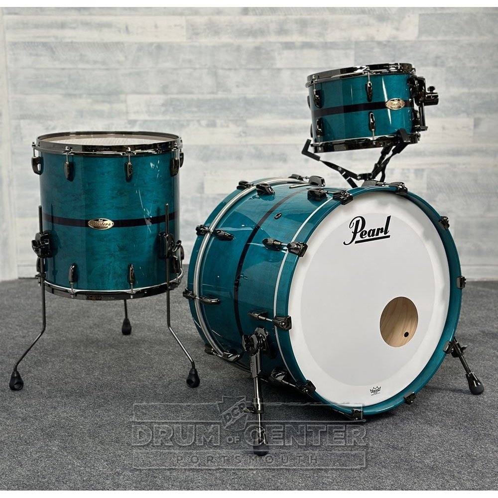 Pearl Masters Maple Reserve 3pc Drum Set Aqua Turquoise Stripe - Blowout Deal! - Drum Center Of Portsmouth