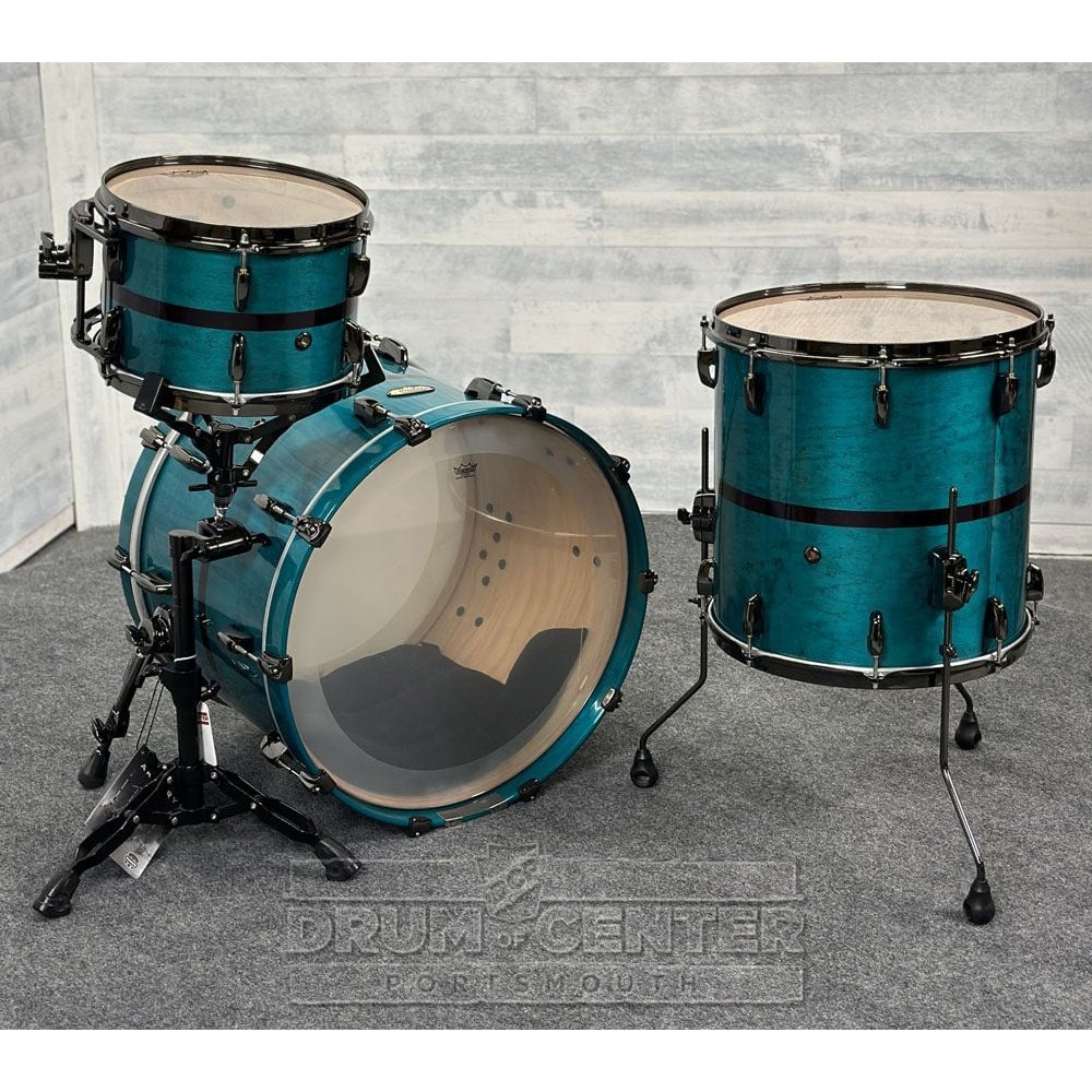 Pearl Masters Maple Reserve 3pc Drum Set Aqua Turquoise Stripe - Blowout Deal! - Drum Center Of Portsmouth