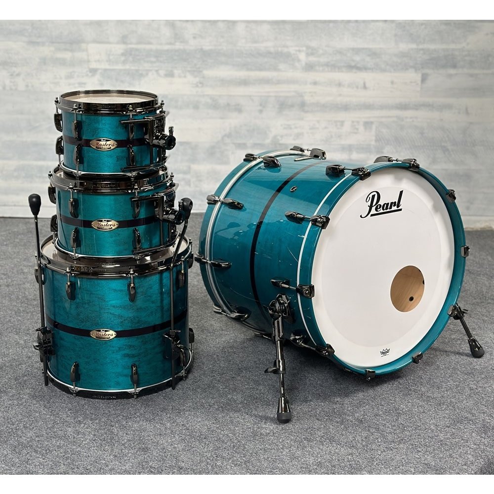 Pearl Masters Maple Reserve 4pc Drum Set Aqua Turquoise Stripe - Blowout Deal! - Drum Center Of Portsmouth