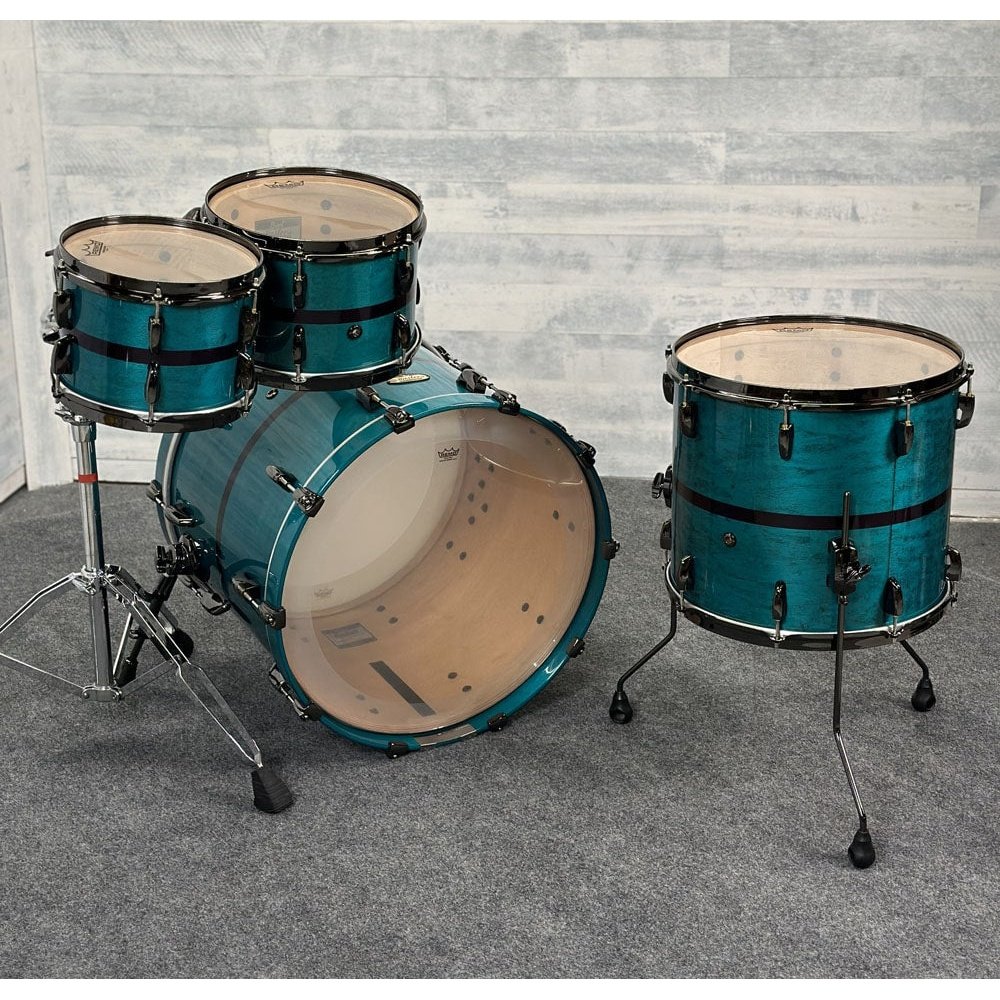 Pearl Masters Maple Reserve 4pc Drum Set Aqua Turquoise Stripe - Blowout Deal! - Drum Center Of Portsmouth