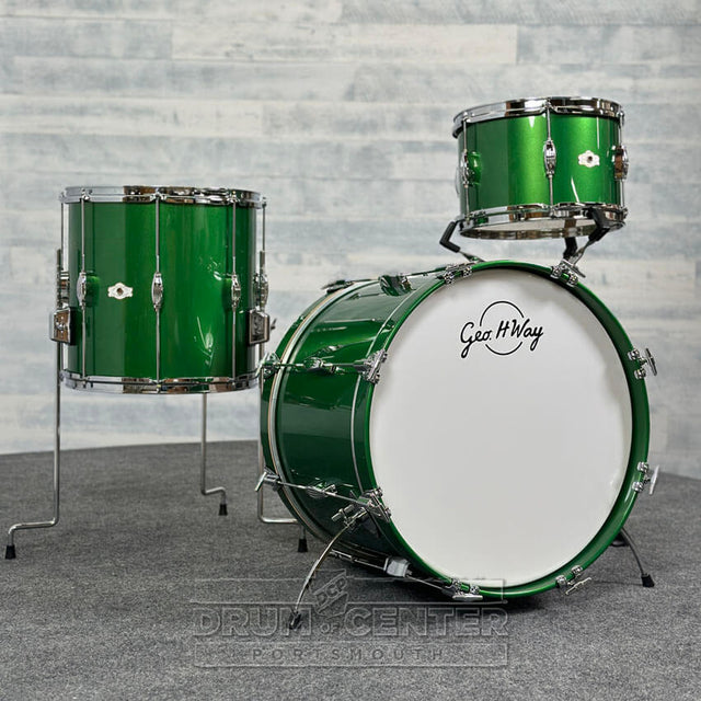 George Way Tuxedo Studio 3pc Drum Set 20/12/14 Elbaite Metallic Green - Drum Center Of Portsmouth