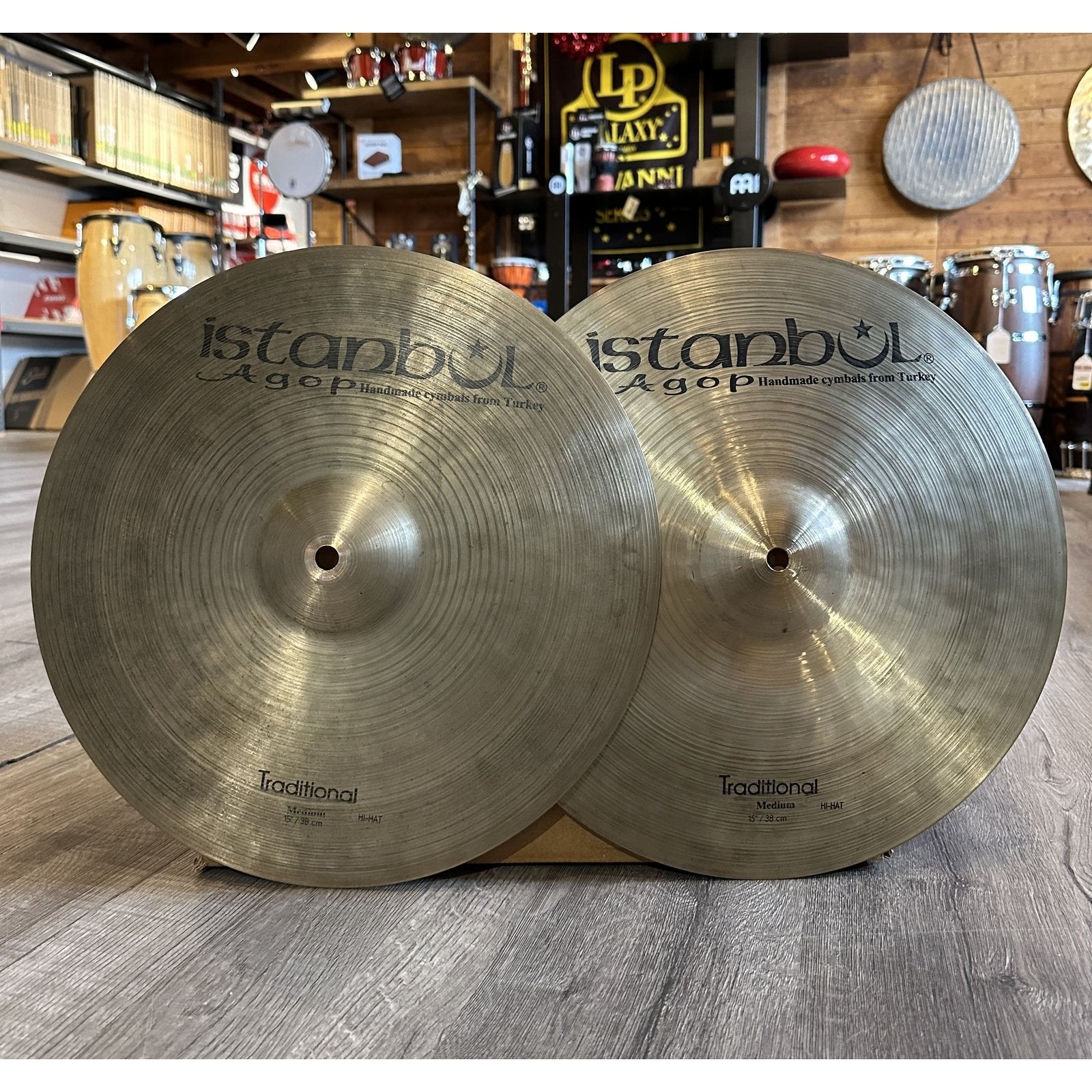 Used Istanbul Agop Traditional Medium Hi Hat Cymbals 15"