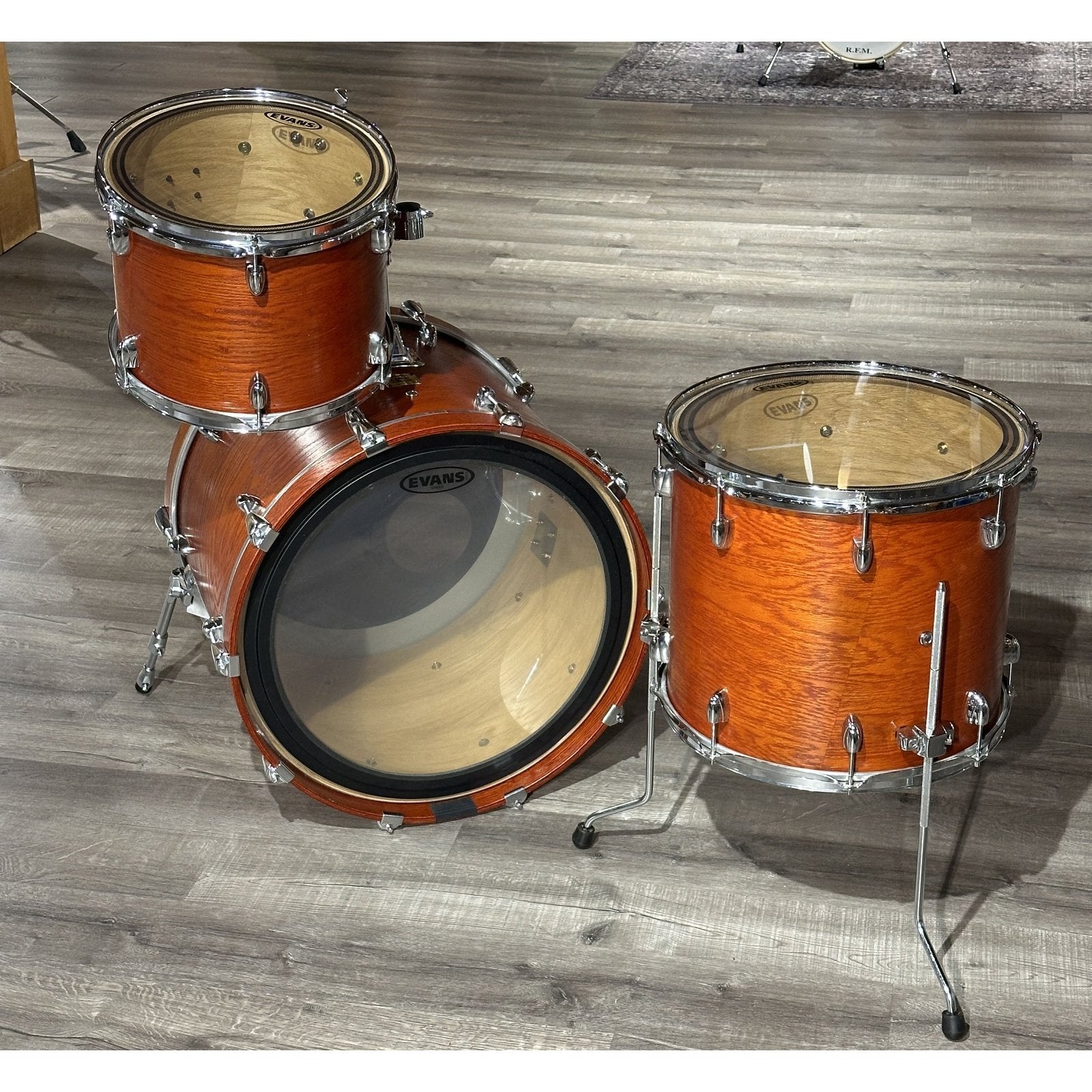 Used Yamaha Oak Custom 3pc Drum Set Matte Sedona Red