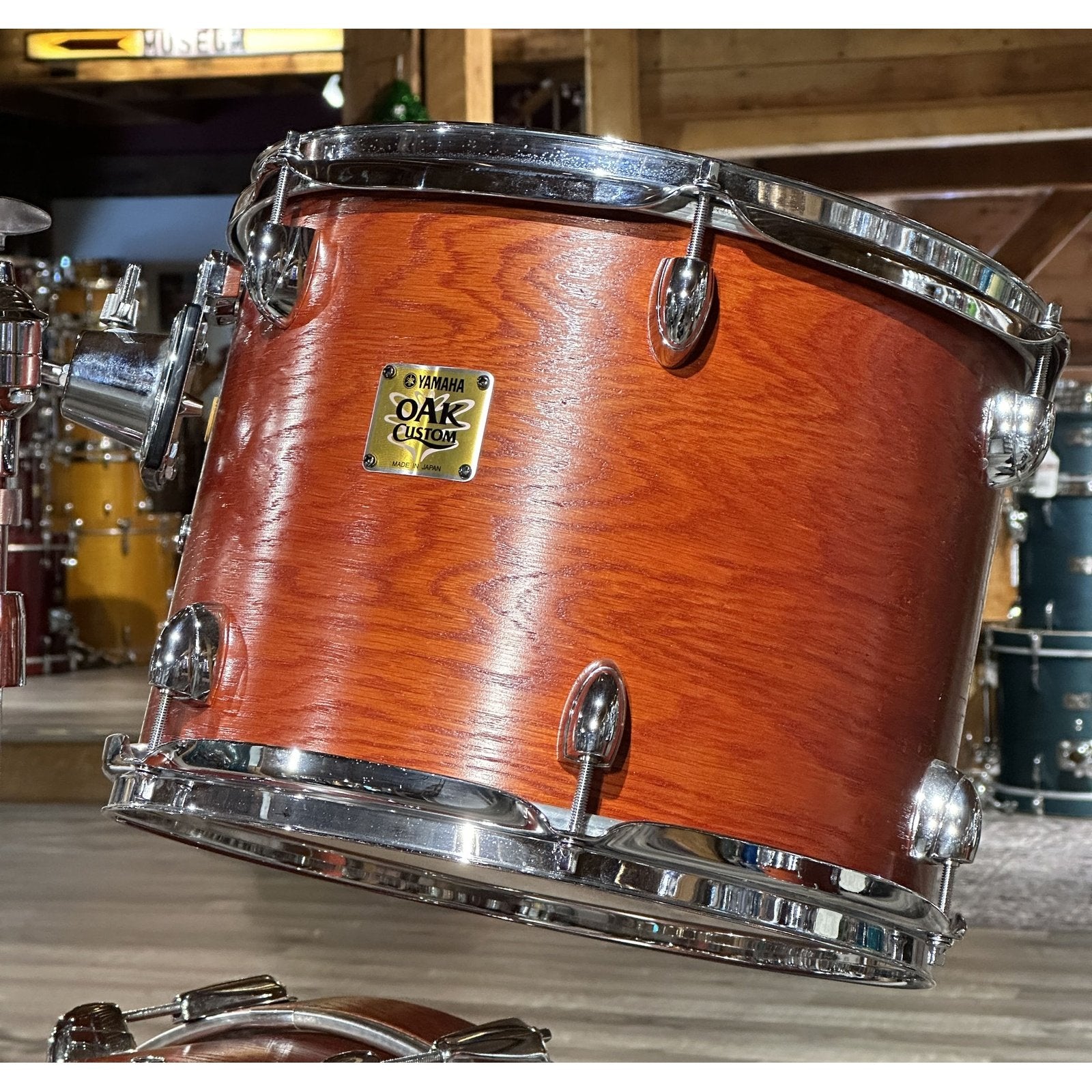 Used Yamaha Oak Custom 3pc Drum Set Matte Sedona Red