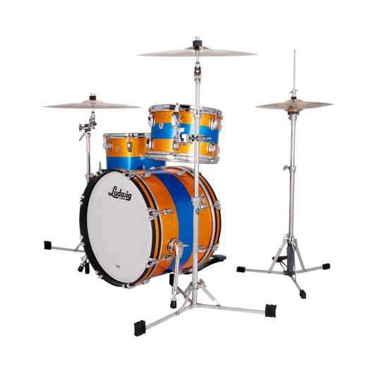 Ludwig Classic Maple 3pc Downbeat Drum Set Gold/Blue/Gold Tri-Band - Drum Center Of Portsmouth