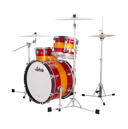 Ludwig Classic Maple 3pc Downbeat Drum Set Red/Gold/Red Tri-Band - Drum Center Of Portsmouth