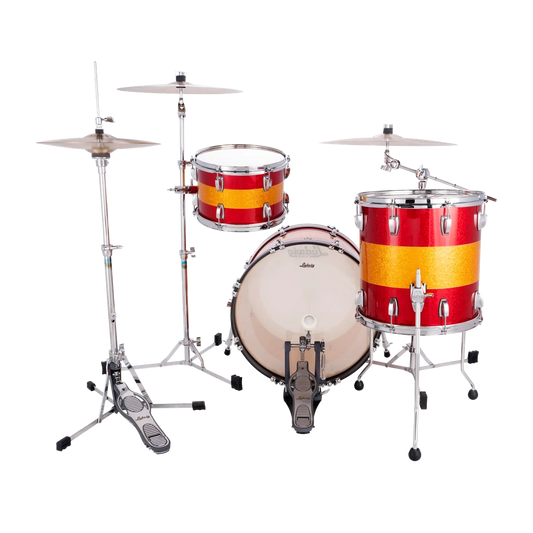 Ludwig Classic Maple 3pc Downbeat Drum Set Red/Gold/Red Tri-Band - Drum Center Of Portsmouth