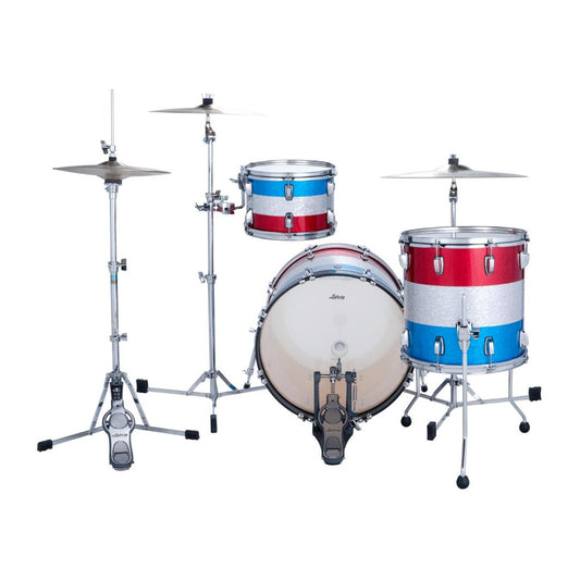 Ludwig Classic Maple 3pc Downbeat Drum Set Red/Silver/Blue Sparkle - Drum Center Of Portsmouth