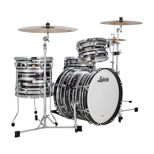 Ludwig Classic Maple 3pc Downbeat Drum Set - Wrap-Tite Finish Digital Black Sparkle 20/12/14 - Drum Center Of Portsmouth