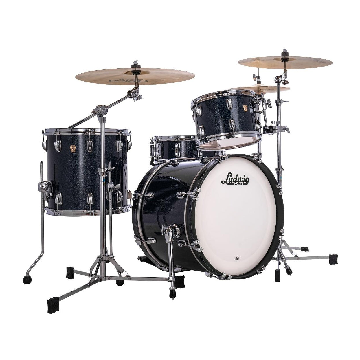 Ludwig Classic Maple 3pc Downbeat Drum Set Hybrid Black Sparkle - Drum Center Of Portsmouth