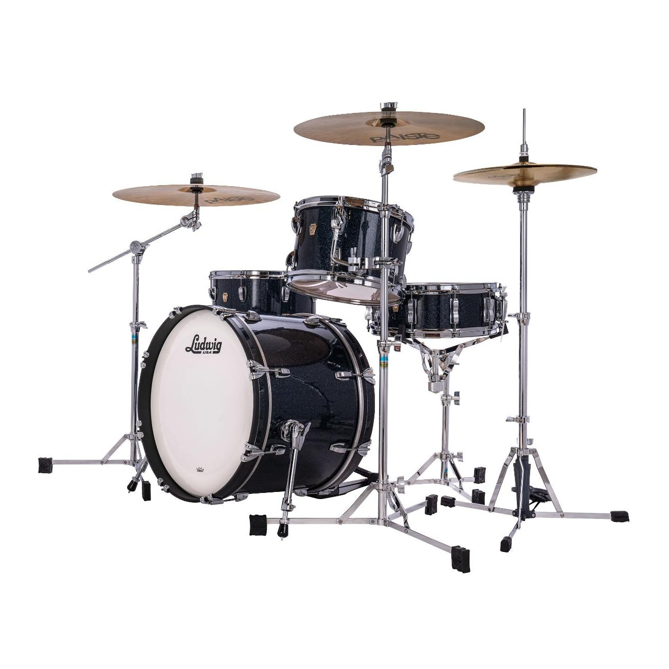 Ludwig Classic Maple 3pc Downbeat Drum Set Hybrid Black Sparkle - Drum Center Of Portsmouth