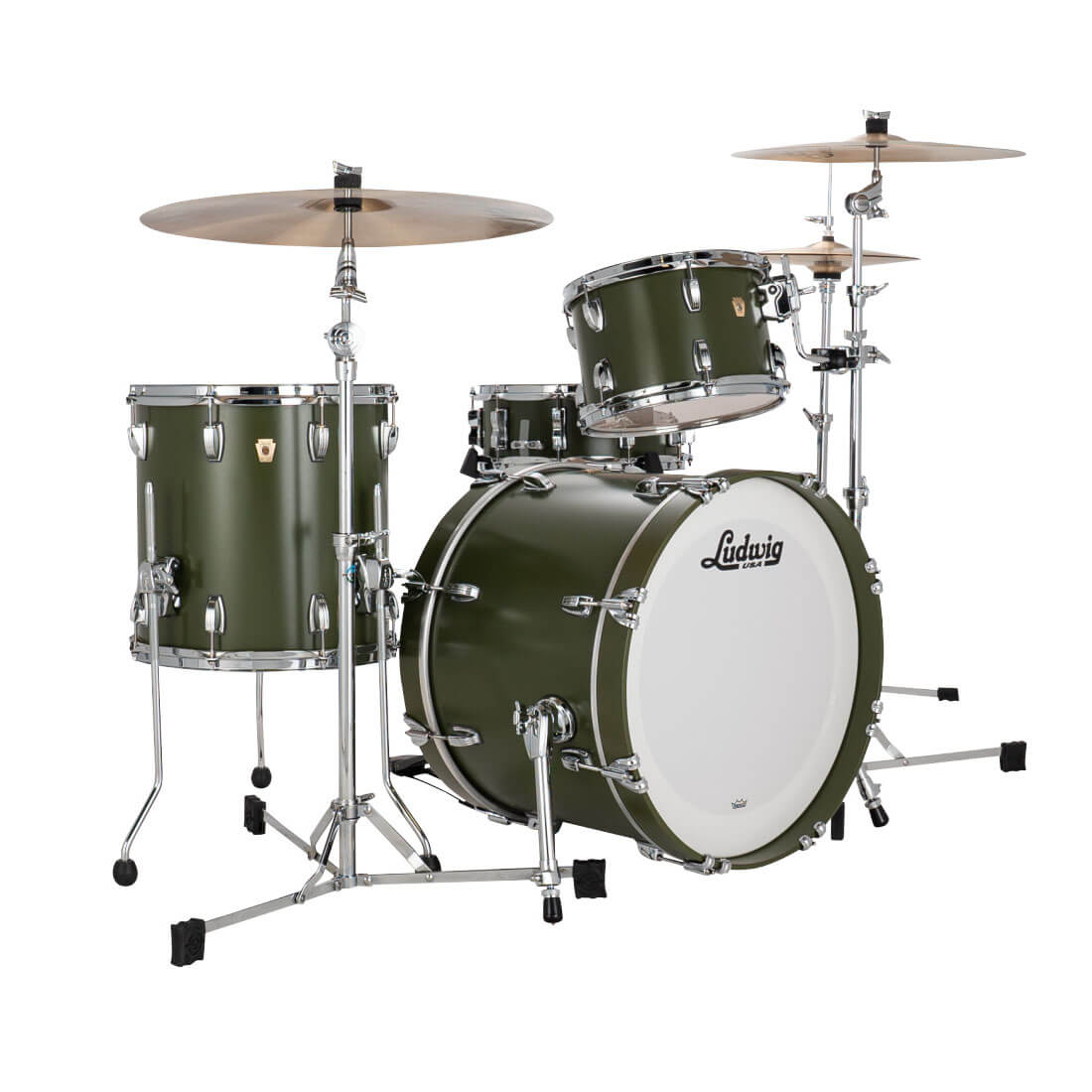 Ludwig Classic Maple 3pc Downbeat Drum Set Heritage Green - Drum Center Of Portsmouth
