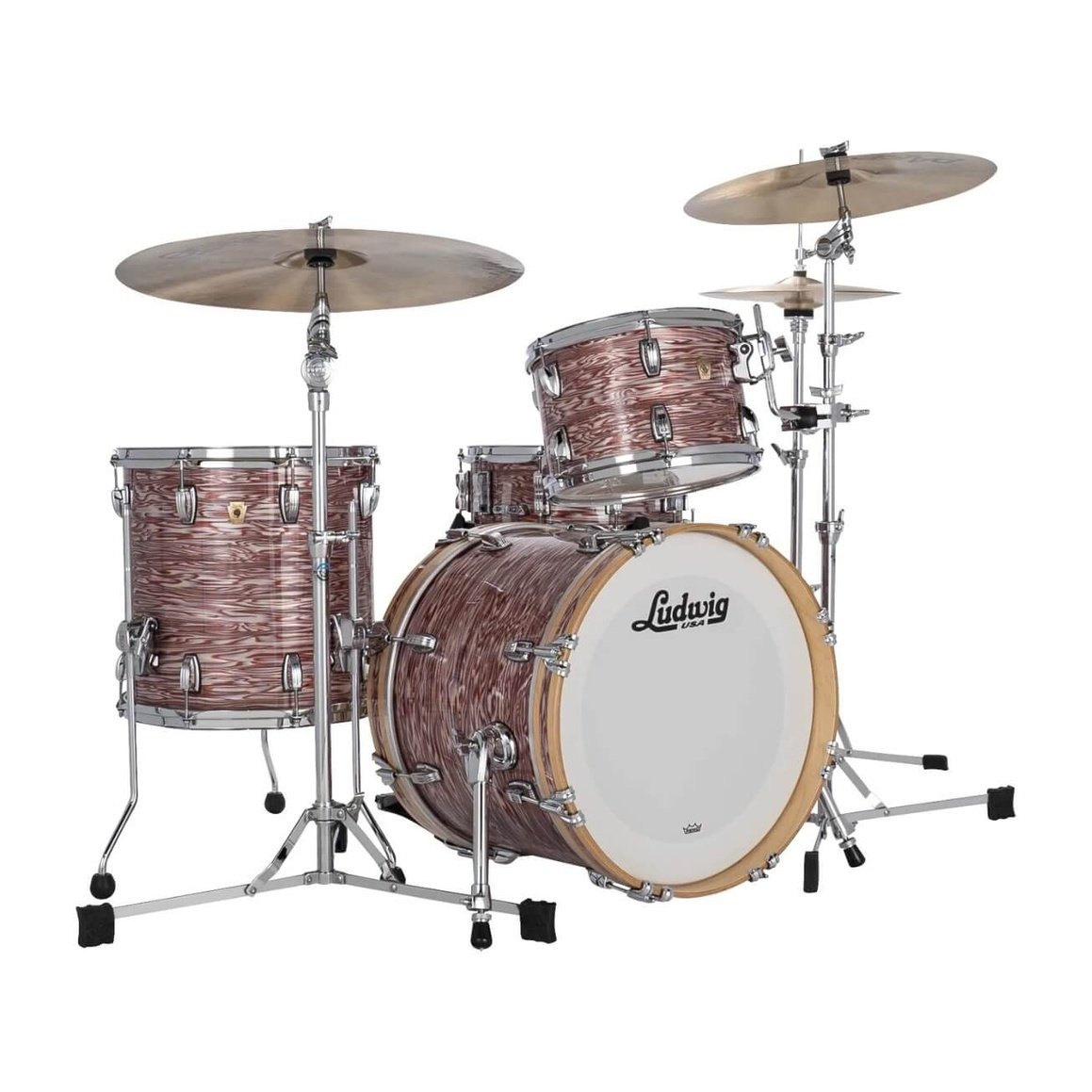 Ludwig Classic Maple 3pc Downbeat Drum Set Vintage Pink Oyster