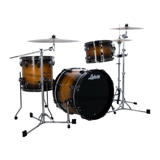 Ludwig Classic Maple Exotic Select 3pc Downbeat Drum Set Black Gold Burst - Drum Center Of Portsmouth