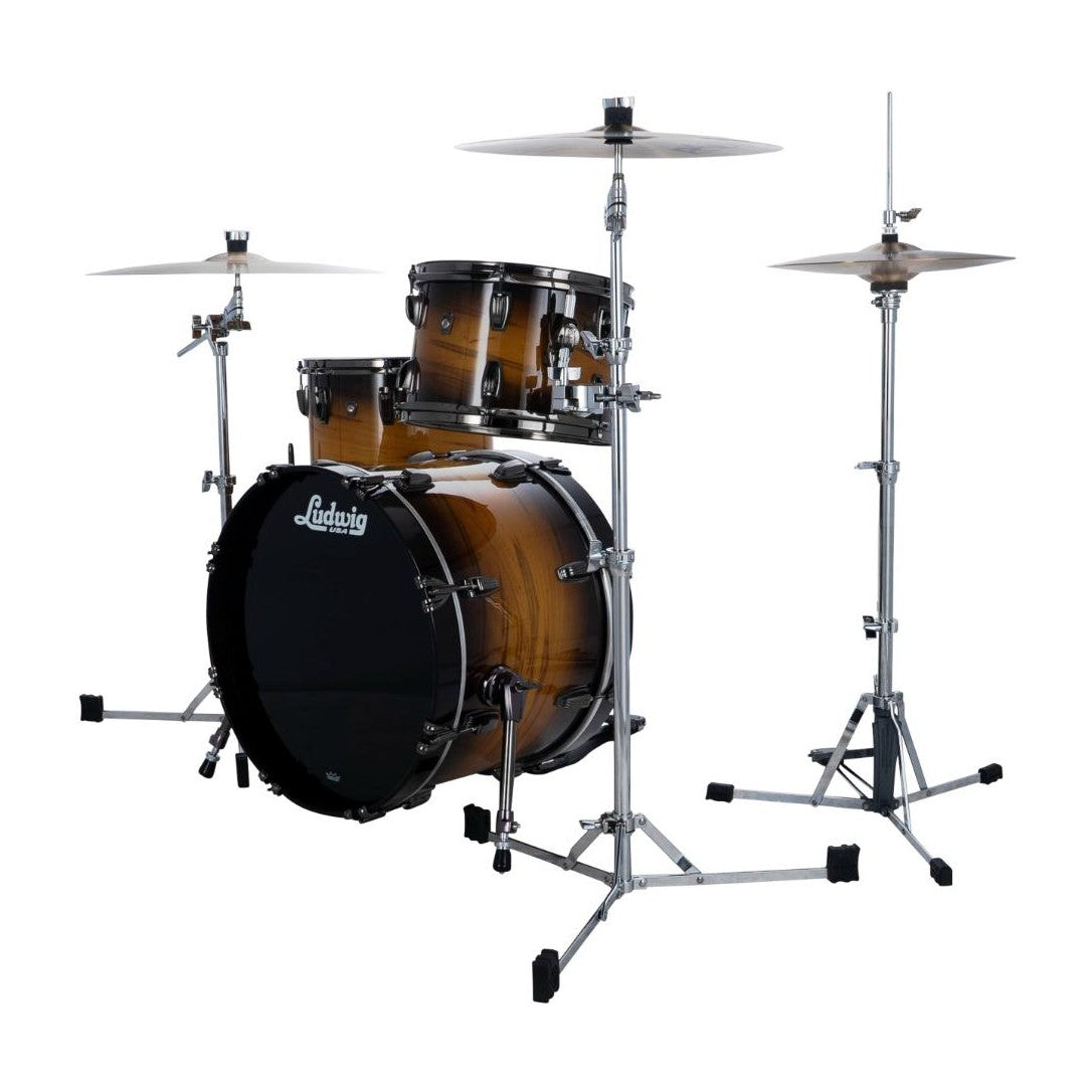 Ludwig Classic Maple Exotic Select 3pc Downbeat Drum Set Black Gold Burst - Drum Center Of Portsmouth