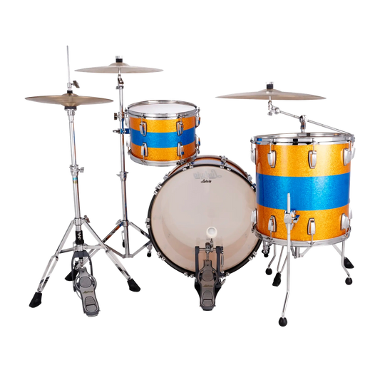 Ludwig Classic Maple 3pc Fab Drum Set Gold/Blue/Gold Tri-Band - Drum Center Of Portsmouth