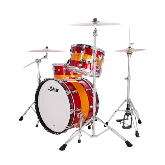 Ludwig Classic Maple 3pc Fab Drum Set Red/Gold/Red Tri-Band - Drum Center Of Portsmouth