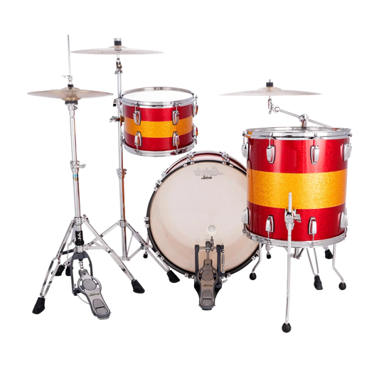 Ludwig Classic Maple 3pc Fab Drum Set Red/Gold/Red Tri-Band - Drum Center Of Portsmouth