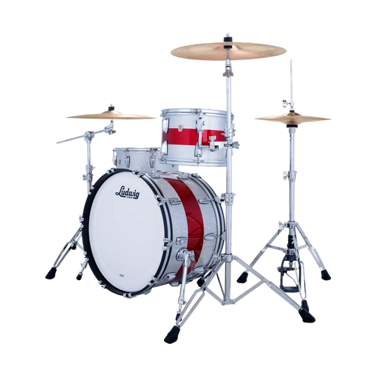 Ludwig Classic Maple 3pc Fab Drum Set Silver/Red/Silver Sparkle - Drum Center Of Portsmouth