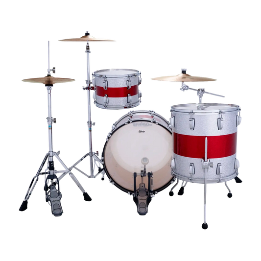 Ludwig Classic Maple 3pc Fab Drum Set Silver/Red/Silver Sparkle - Drum Center Of Portsmouth