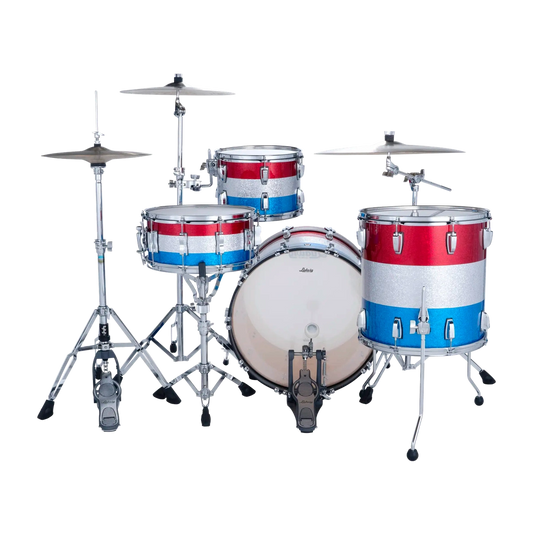 Ludwig Classic Maple 3pc Fab Drum Set Red/Silver/Blue Sparkle - Drum Center Of Portsmouth
