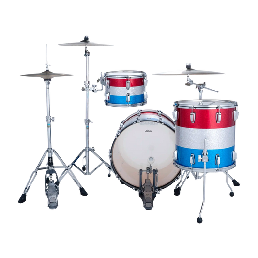 Ludwig Classic Maple 3pc Fab Drum Set Red/Silver/Blue Sparkle - Drum Center Of Portsmouth
