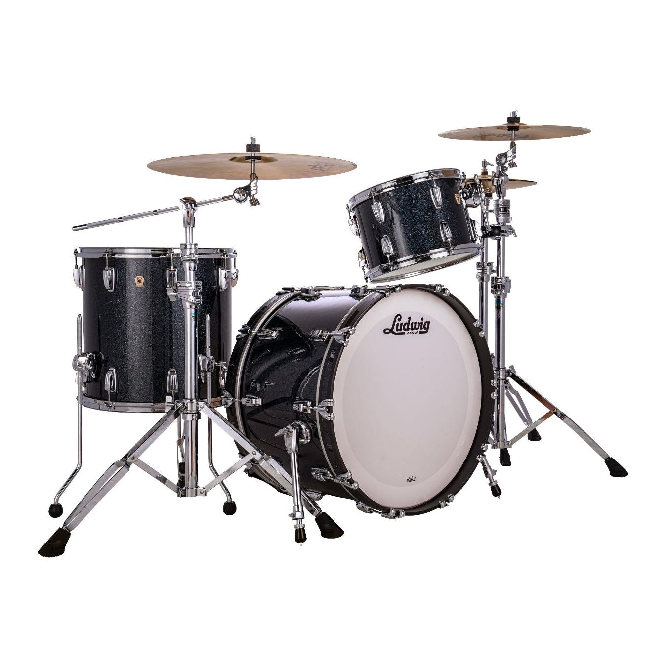 Ludwig Classic Maple 3pc Fab Drum Set Hybrid Black Sparkle - Drum Center Of Portsmouth