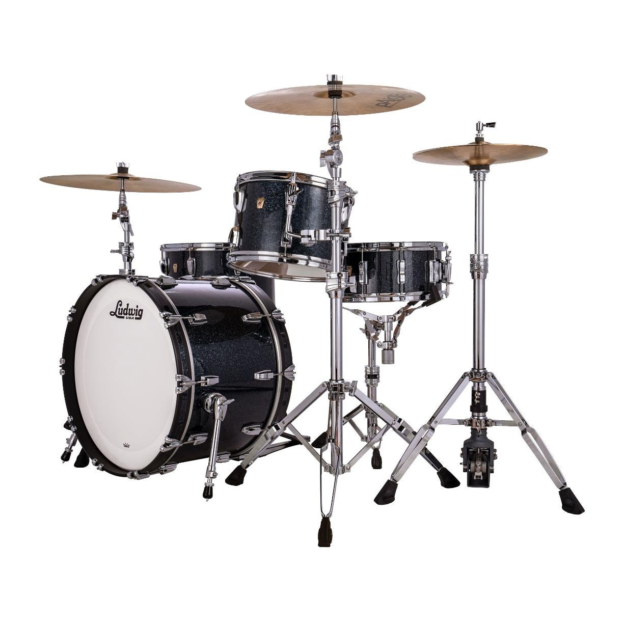 Ludwig Classic Maple 3pc Fab Drum Set Hybrid Black Sparkle - Drum Center Of Portsmouth