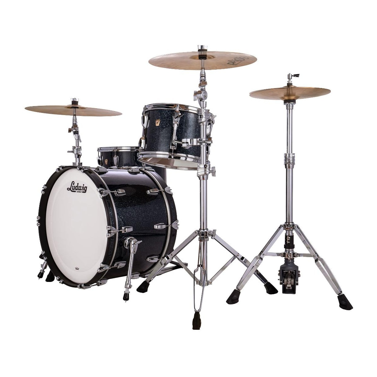 Ludwig Classic Maple 3pc Fab Drum Set Hybrid Black Sparkle - Drum Center Of Portsmouth