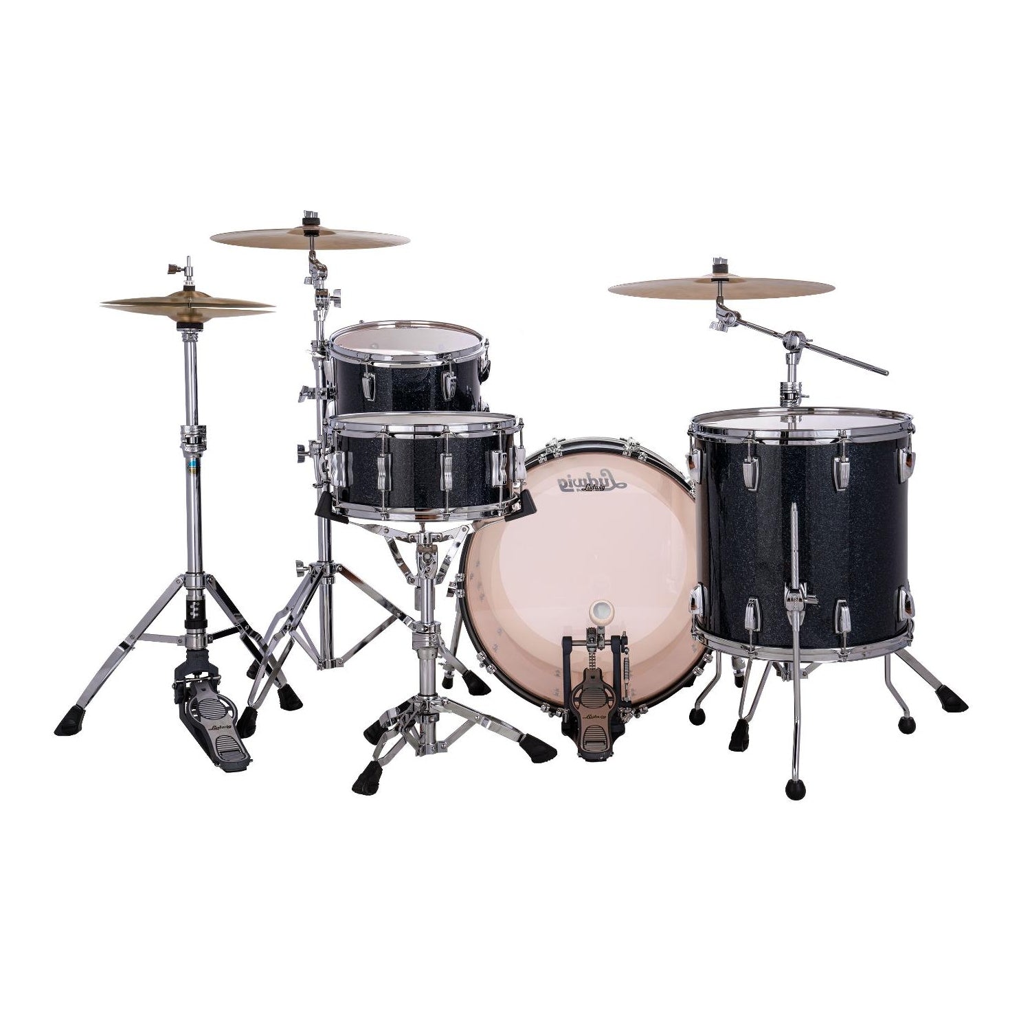 Ludwig Classic Maple 3pc Fab Drum Set Hybrid Black Sparkle - Drum Center Of Portsmouth