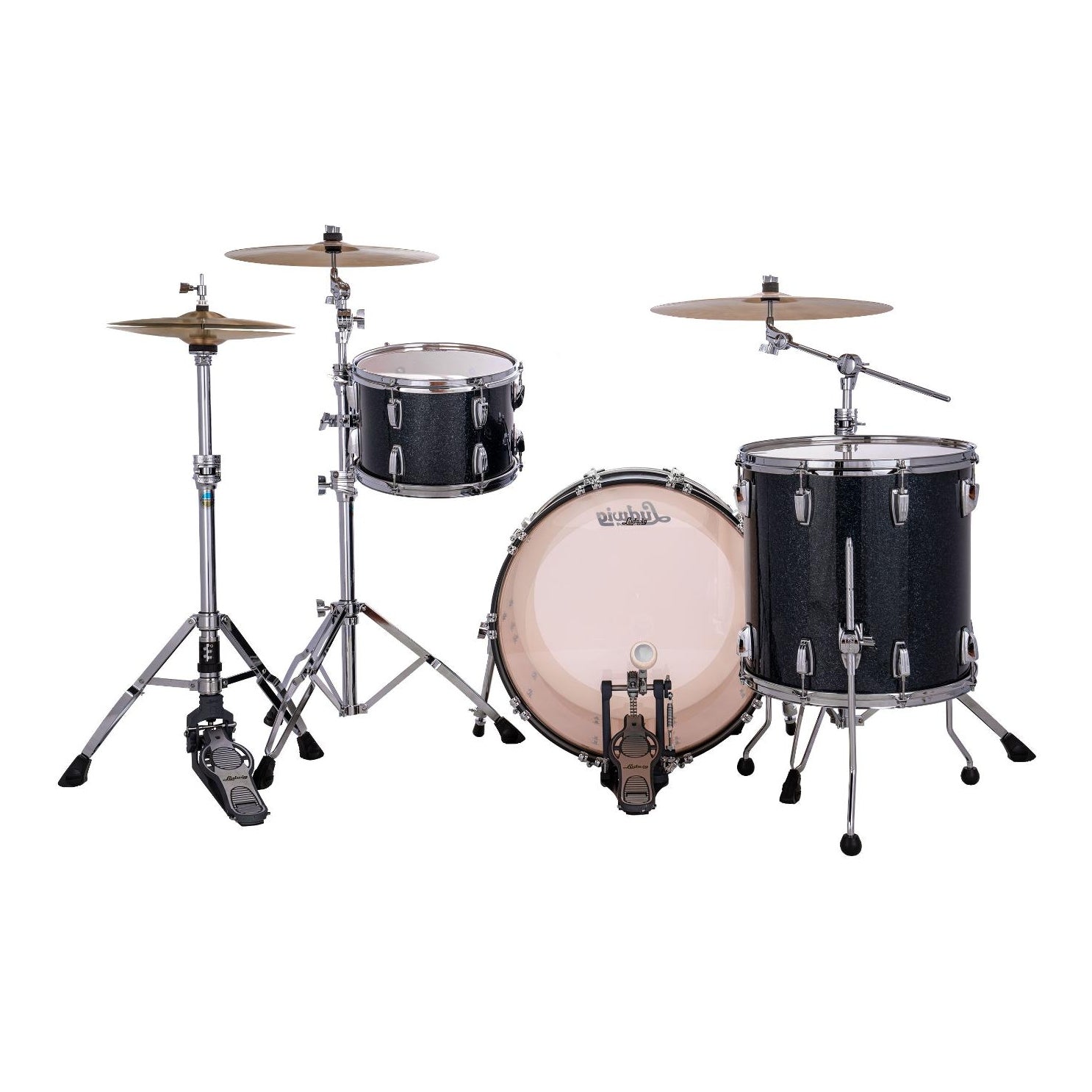 Ludwig Classic Maple 3pc Fab Drum Set Hybrid Black Sparkle - Drum Center Of Portsmouth