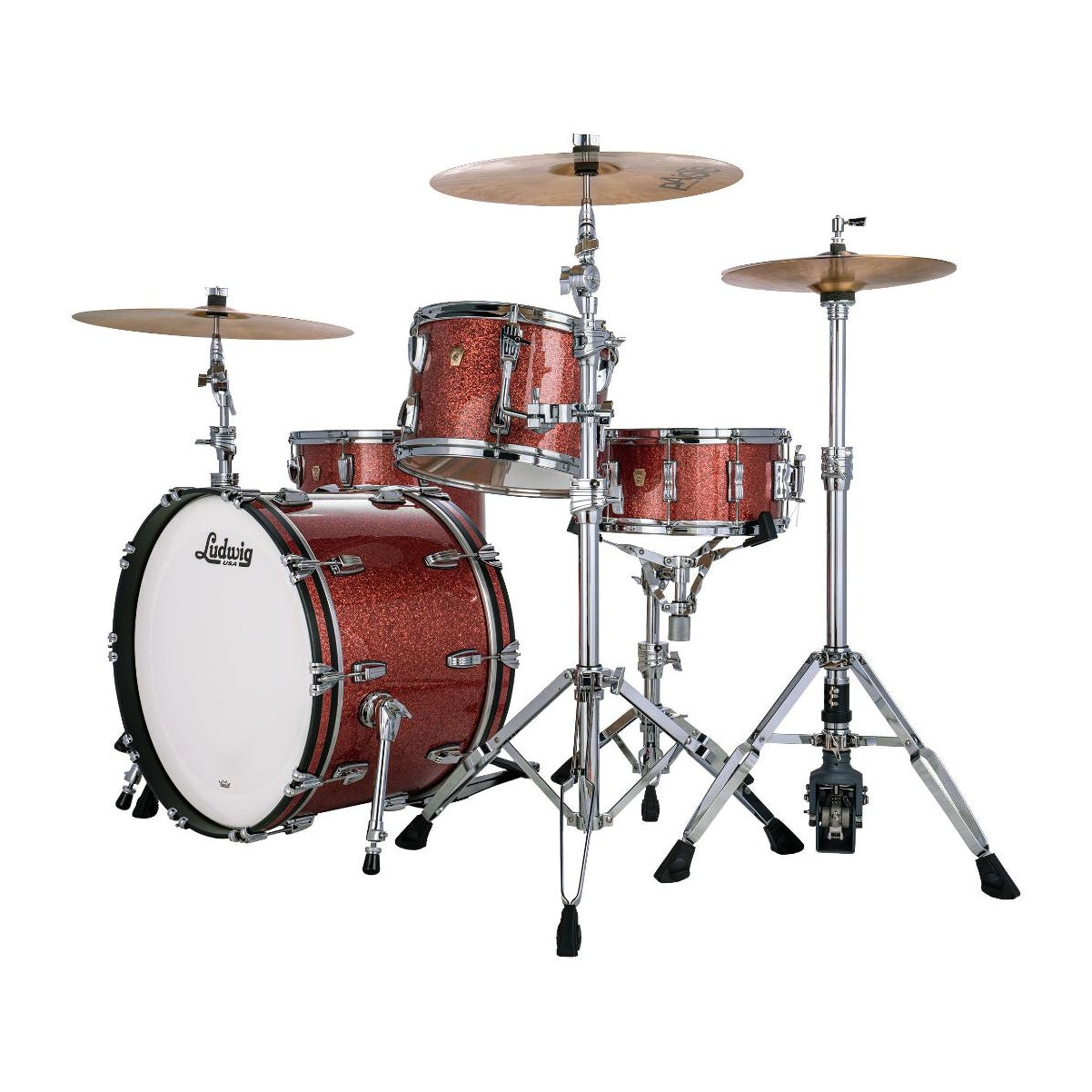 Ludwig Classic Maple 3pc Fab Drum Set Hybrid Copper Sparkle - Drum Center Of Portsmouth