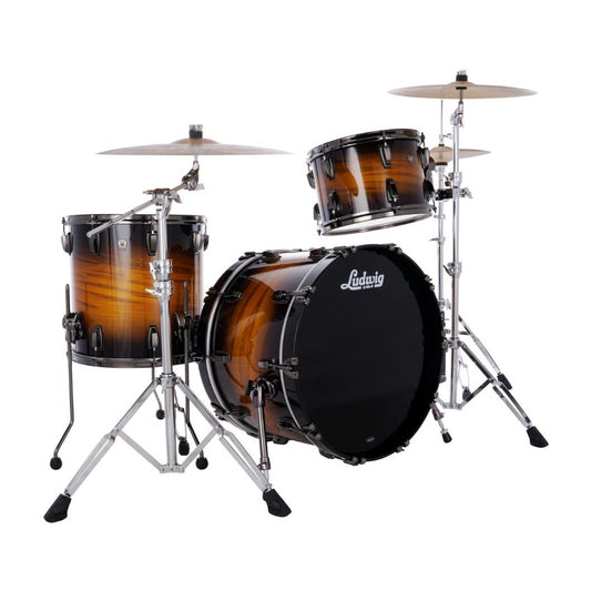 Ludwig Classic Maple Exotic Select 3pc Fab Drum Set Black Gold Burst - Drum Center Of Portsmouth
